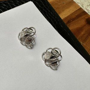 Signed SAC - Silver Tone Clip-on Clip On Earrings